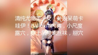 清纯尤物美少女！外表呆萌卡哇伊！hallokiti内裤，小尺度露穴，穿上吊带黑丝袜，掰穴