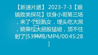 【新速片遞】 2023-7-3【眼镜败类探花】纹身小哥第三场，来了个轻熟女，埋头吃大屌，骑乘位大屁股猛砸，顶不住射了[539MB/MP4/00:45:28]